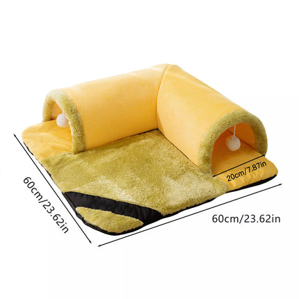 Cat Tunnel Bed Cat Bed House Interactive Toys for Pet Mat Cat Small Dogs Gift Green