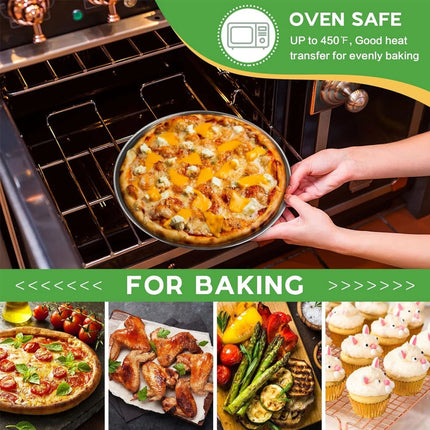2X Stainless Steel Pizza Pan 30cm Round Pizza Tray Pizza Baking Sheet Easy Clean