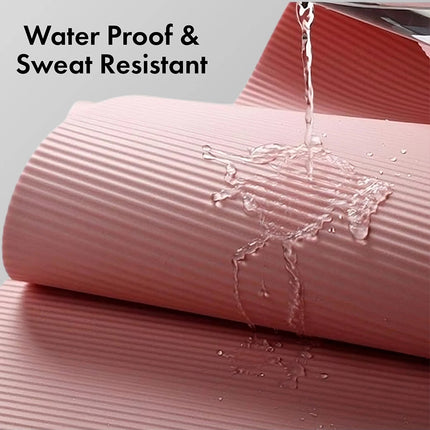 Yoga Mat Exercise Fitness Pilates Gym Thick Pad Non-Slip Strap Home Workout Pink