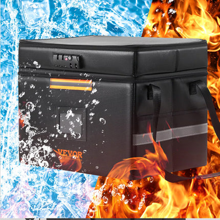Fireproof Document Box Waterproof Safe Storage Bag w/ Password Zipper Lock