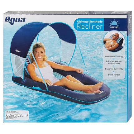 Pool Float with Canopy, Cup Holder -Oversized Luxury Recliner Swimming Pool