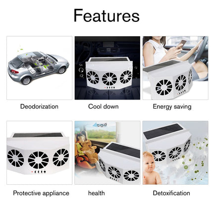 Solar Powered Car Cooling Fan Cooler Auto Window Air Vent Exhaust Ventilation