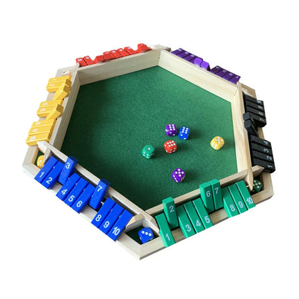 1-6 Players Shut The Box Dice Game 6 Color Sided Wooden Board Table Math VP Colour