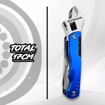 Camping Survival Outdoor Hiking Folding Portable Pocket Multitool Tool Wrench Blue