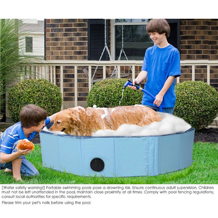 120x30cm Foldable Pet Swimming Pool Durable PVC Dog Pool for Outdoor & Indoor Use Light Blue