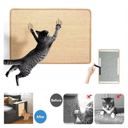 50x90cm Cat Scratcher Board Pet Scratching Mat Natural Sisal Sofa Couch Protector Pad Beige