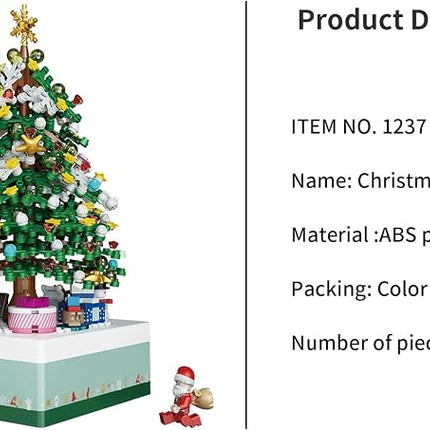 Christmas Tree Rotating Music Box Building Blocks Toy Gift Santa Decor 506pcs