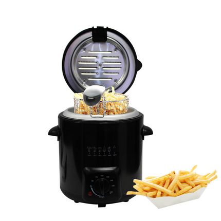 0.9L Deep Fryer Adjustable Thermostat Dial Black Stainless Steel Housing