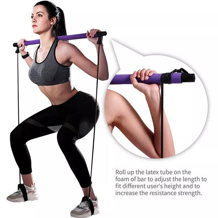 Portable Pilates Stretch Rope Gym Stick Yoga Exercise Bar Pilates Trainer Rope