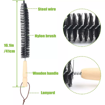 24x Flexible Chimney Sweep Set Kit Flue Sweeping Brush & Rod Soot Cleaning Rods