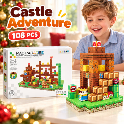 108 Pcs Building Blocks Castle Adventure 3D Cube Construction Toy Christmas Gift