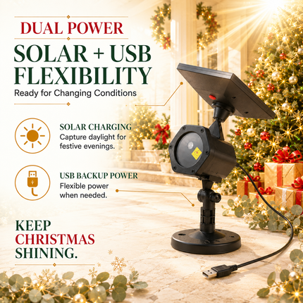 Solar & USB Outdoor Laser Projector Light 6-in-1 Starry Garden Light IP65 Waterproof