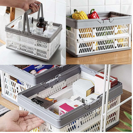 19L Portable Collapsible Shopping Cart Basket Crates Plastic Picnic Camping