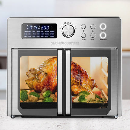 25L Air Fryer Oven French Door Stainless Steel 22 Presets