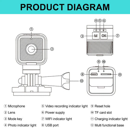 120° Action Camera WiFi Motor Bike Motor Cycle Helmet HD 1080P DVR Sport Camera