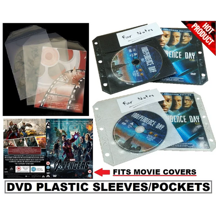 Premium 300 x Clear DVD Plastic Sleeves w/ Flap - DVD Sleeves Fits Movie Covers