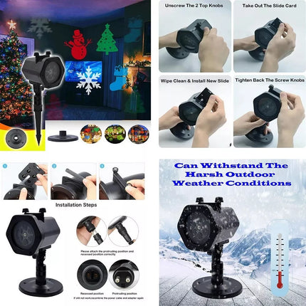 RGB laser projector with 12 Christmas patterns Lights LED Party Snow light Party