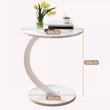 C-shaped Round Bedside Coffee Living Room Sofa Side Artificial Marble End