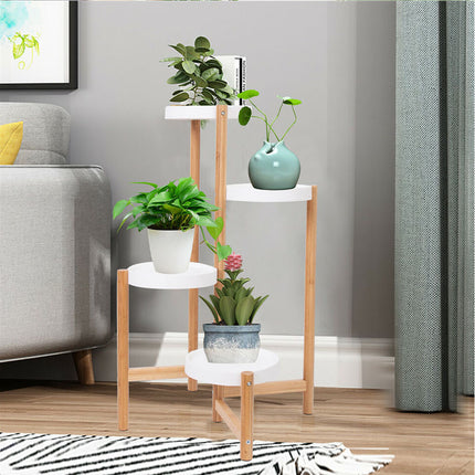 4 Tier Tall Plant Stand Bamboo Corner Plant Shelf Flower Stand Indoor Outdoor