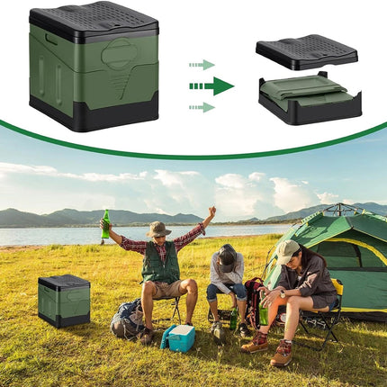 Portable Toilet Folding Outdoor Camping Toilet 20L Hygienic Travel Green