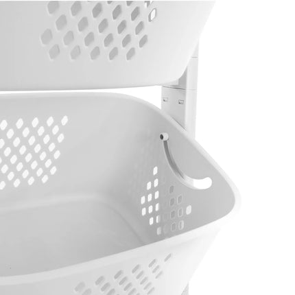 Laundry Basket Clothes Washing Storage Hamper Bin Wheeled Removable 3 Tier Shelf