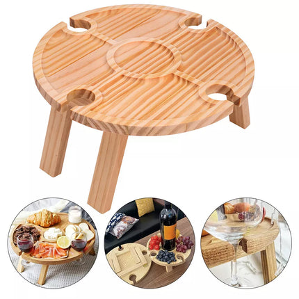 Folding Wine Rack Table Fruit Platter Storage Table Lap Tray Desk Outdoor Picnic