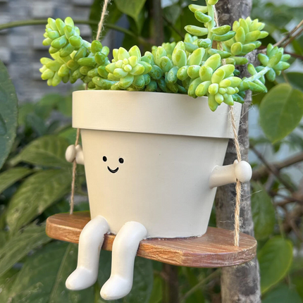 Cute Swing Face Planter Pot Garden Plant Hanging Potted Plant Flowerpot Decor
