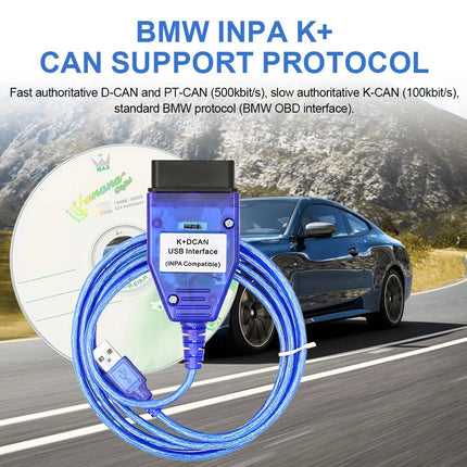 For BMW Inpa K+Dcan OBD2 Cable FTDI FT232RL Chip With Switch