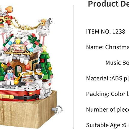 Christmas House Rotating Music Box Building Blocks Decor Toy Gift Set 979pcs