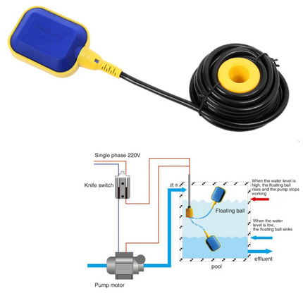 5M Cable Float Switch Water Level Controller for Tank Pump Sump Pump Water Tank