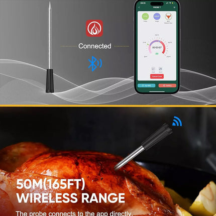 Wireless WiFi Meat Thermometer Bluetooth BBQ Food Thermometer Probe APP Control