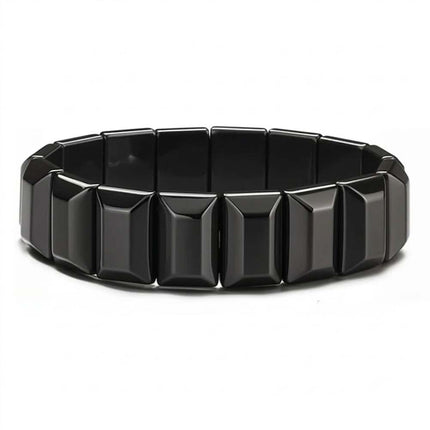 Natural Black Hematite Beaded Bracelet Reiki Healing Stone Jewelry C