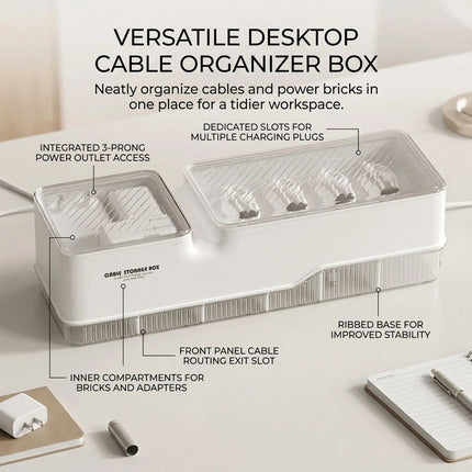 Cable Management Box ABS Desk Cord Organizer Charging Station Storage 1 Pack