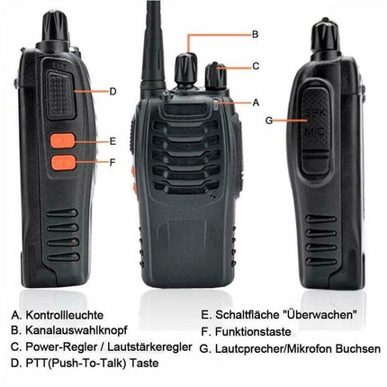 2pcs  Walkie-talkie UHF 400-470MHz Built in Flashlight + Earbud