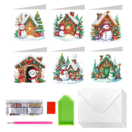 6PCS DIY Diamond Painting Greeting Cards Crystal Art DIY Christmas Greeting Card     (Type03)