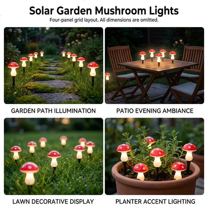 8Pcs Solar Mushroom Lights LED Fairy String Light Outdoor Garden Path Xmas Decor Lamp