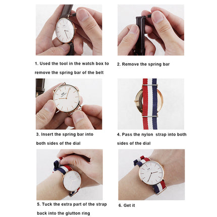 Breathable Watch Straps for NATO Style Wristwatches Band Black&Red