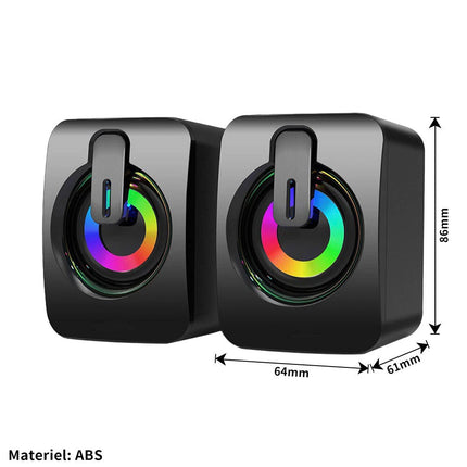 Surround Sound System LED Speakers Gaming Bass USB Wired for Computer PC OD