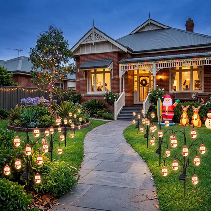 Magical Solar Christmas Stake Lights With Auto-On Weatherproof Garden Pathway Scarf Snowman Light