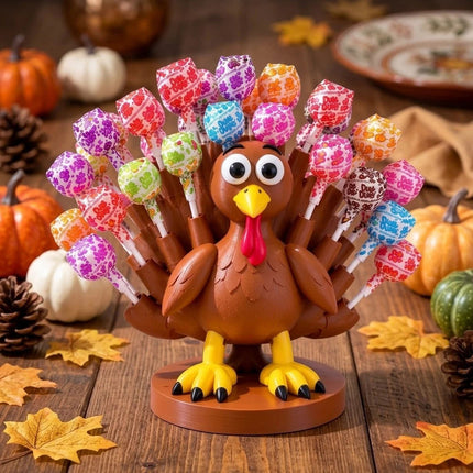 Thanksgiving Turkey Lollipop Holder, 3D Printed Turkey Lollipop Stand and Candy