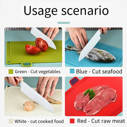 4 Piece Colour Coded Chopping Board Set with Stand Kitchen Cutting Boards