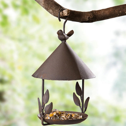 Hanging Bird Feeder Parrot Iron Food Container Wild Seed Outdoor Birdfeeders