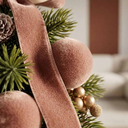 Ribbon Bow Mini Christmas Tree Plush Xmas Decorative Ornament Home