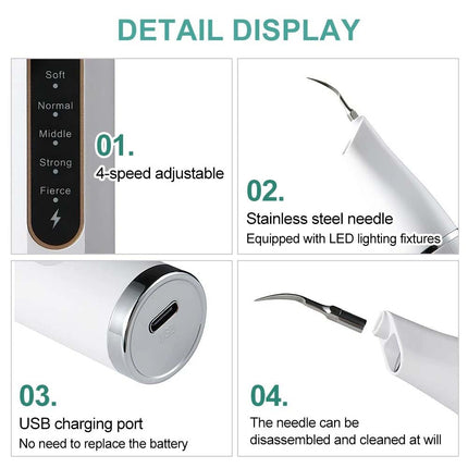 Electric Tooth Cleaner Ultrasonic Dental Scaler Tartar Plaque Calculus Remover White