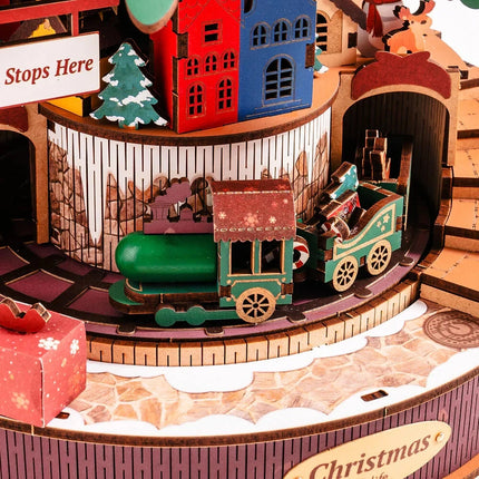 Wood 3D Puzzle Rotatable Christmas Music Box DIY Creative Toy Xmas Gifts