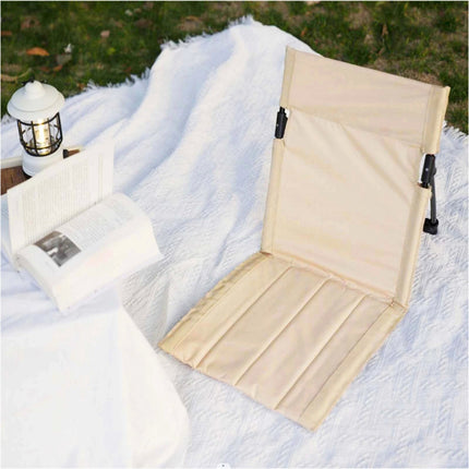 Portable Folding Chair Beach Mat Ultra Light Fishing Pool Garden Lounge Beige