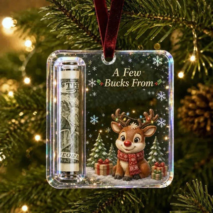 7Pcs Christmas Cash Gift Ornament, Acrylic Christmas Money Holder for Cash