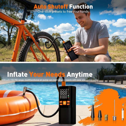 Multi-Function Tire Inflator 150PSI DC 12V Rechargeable Electric Air Compressor