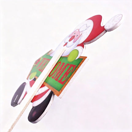 4PCS Christmas Decor Glitter Santa Reindeer Yard Garden Signs Stakes Lawn Ornaments