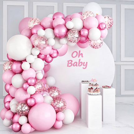 95Pcs Pink White Balloon Garland Arch Kit, Balloon Decorations for Wedding Birthday Party